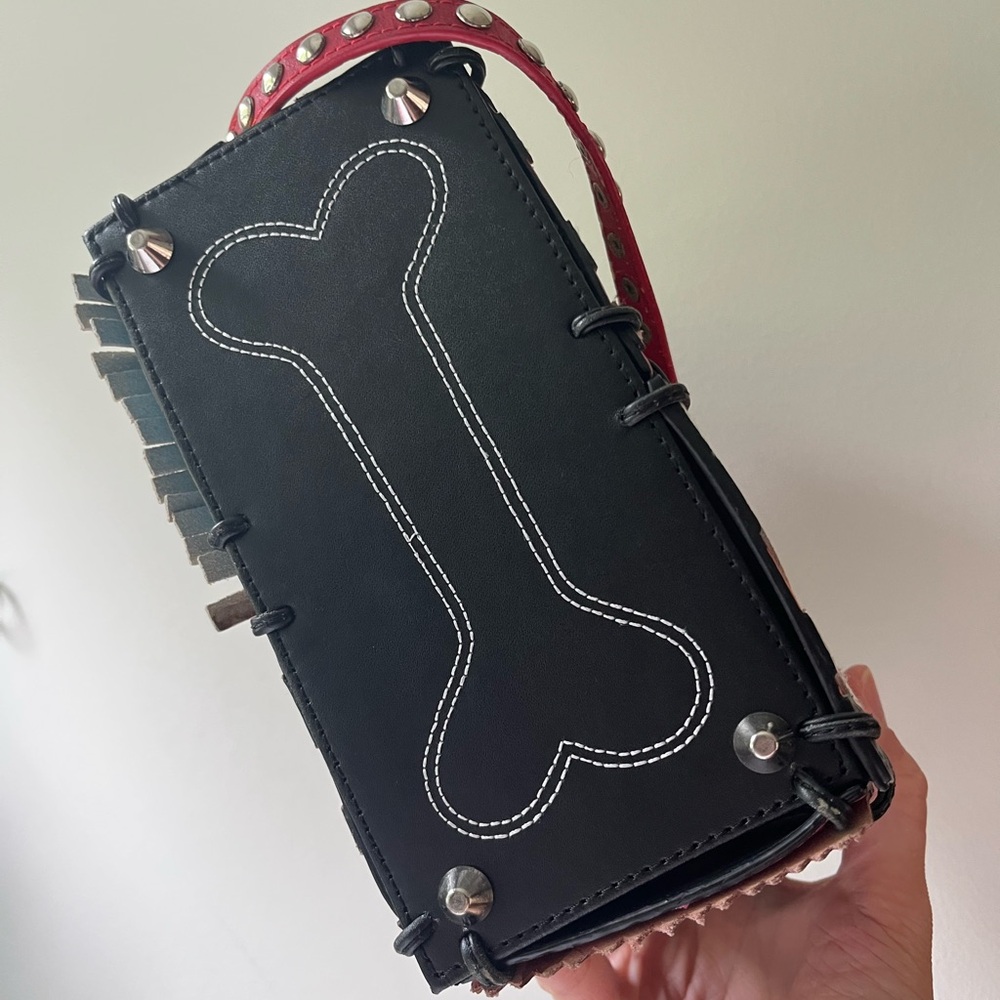 Michael Simon Leather Dog Patchwork Bag - image 6